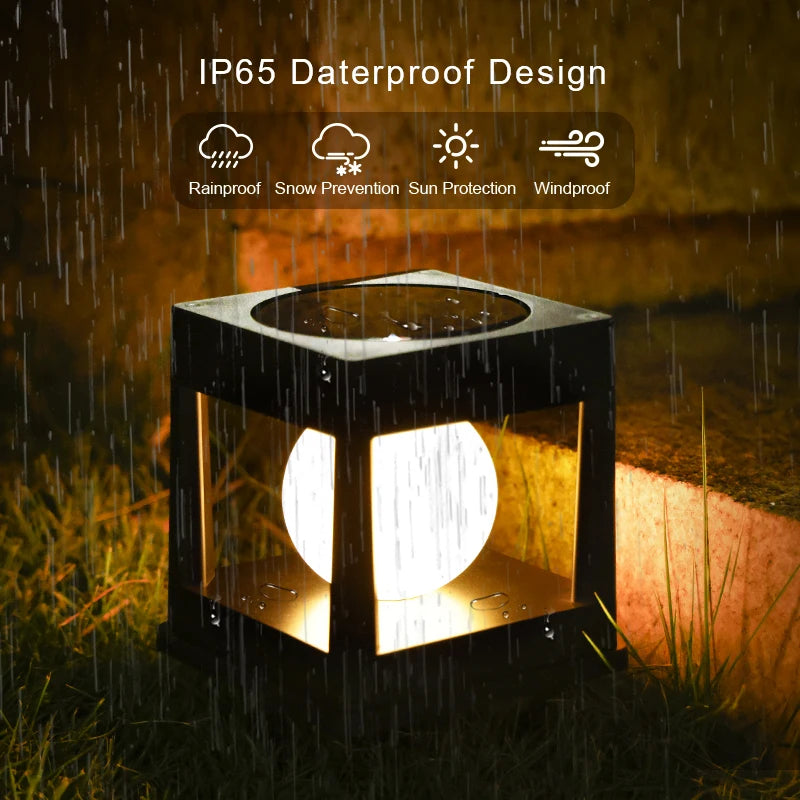 lampe solaire contemporaine noire ip65 plaque sol autonome led enterrée extérieure imperméable