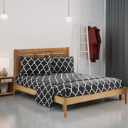 ensemble literie noir blanc motif géométrique tissu mat moderne minimaliste drap housse deux taies