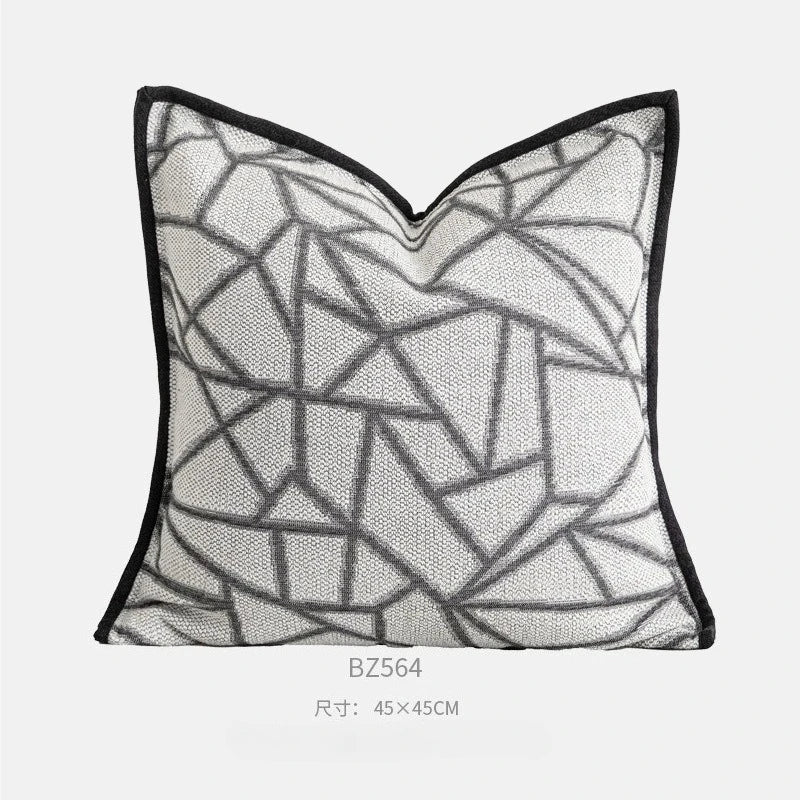 taies d'oreiller géométriques coton lin blanc gris beige modernes élégantes carrées