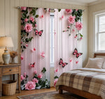 rideau rose clair papillons moderne résistant l'eau 100% polyester 60x150cm