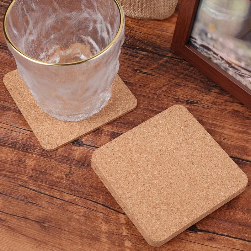 coasters liège naturel simples rustiques boissons table decoration beige rustic round