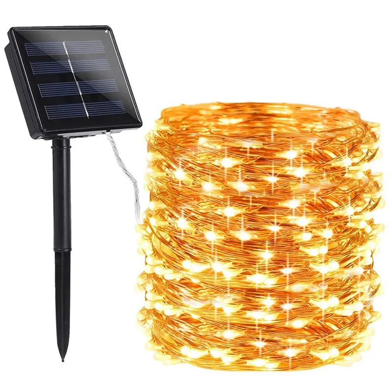 décoration extérieure solaire guirlande led fil cuivre mode nocturne fête vacancesextérieur moderne