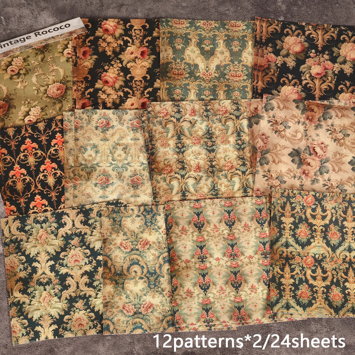 stickers autocollants décoratifs floral rococo baroque vintage classique vert beige noir rose bleu opalets