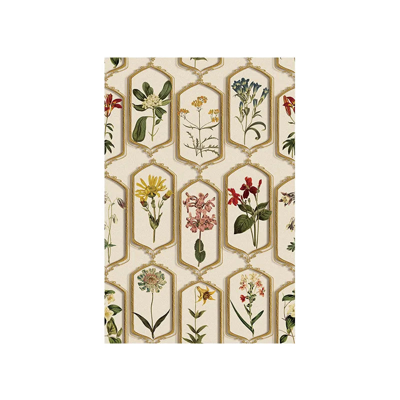 papier peint vinyle fleurs cadres dorés résistant humidité cuisine chambre mariage