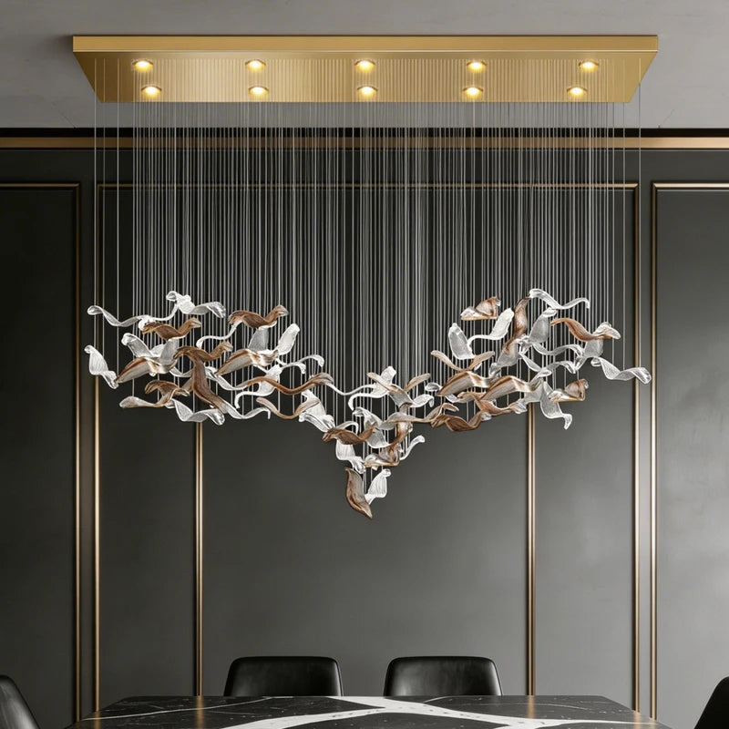 suspension lumineuse contemporaine led verre blanc doré transparent 249 2000lm