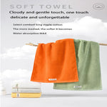 serviettes bain coton douces absorber vert clair jaune gris orange blanc texture duveteuse moderne