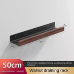 étagère murale bois noir moderne double niveau salle bain fixations vis support rangement