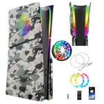 console jeu moderne anneaux led ruban rvb camouflage noir rouge