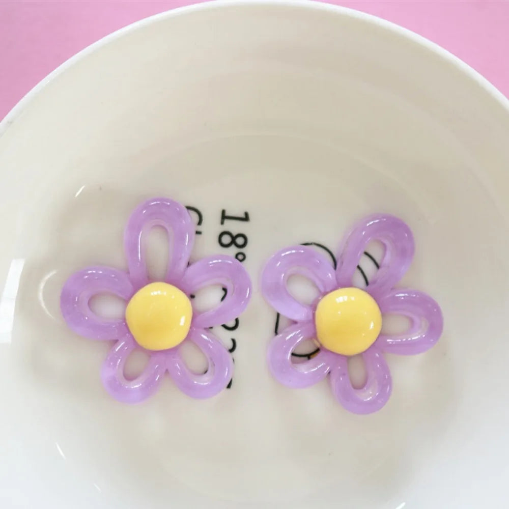 clips cheveux fleurs violet blanc orange vert jaune rose bleu kawaii