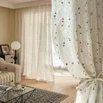 rideau bohème blanc cassé motif points brodés texturé translucide vintage chambre salon