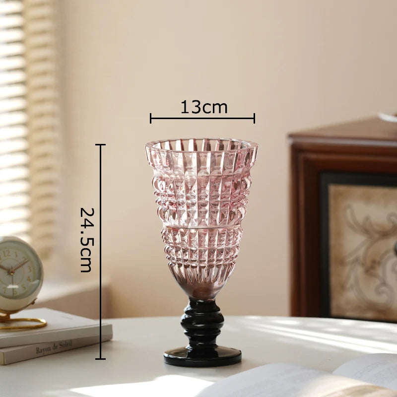 vase verre rose vert violet transparent gravé strié classique élégant décoration table floral