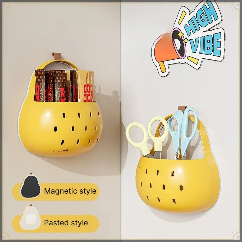 rangements aimants jaune perforé moderne cuisine couteau cuillère ciseaux rouleau papier toileting brosse maquillage