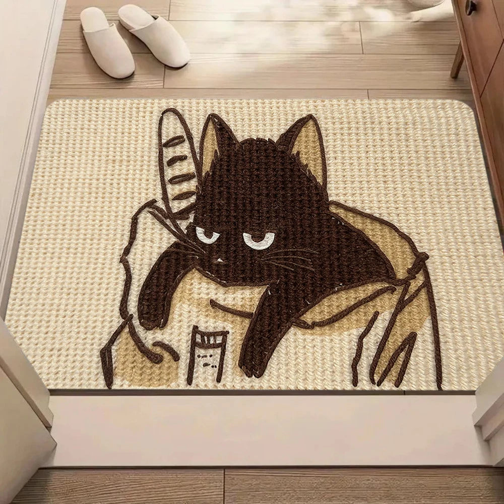 tapis moderne chat dessin animé polyester antibactérie antidérapant résistant décoloration 30x50cm 40x60cm 50x80cm salon
