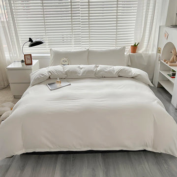 parure lit ensemble housse couette double deux taies d'oreiller coton moderne