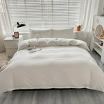 parure lit ensemble housse couette double deux taies d'oreiller coton moderne