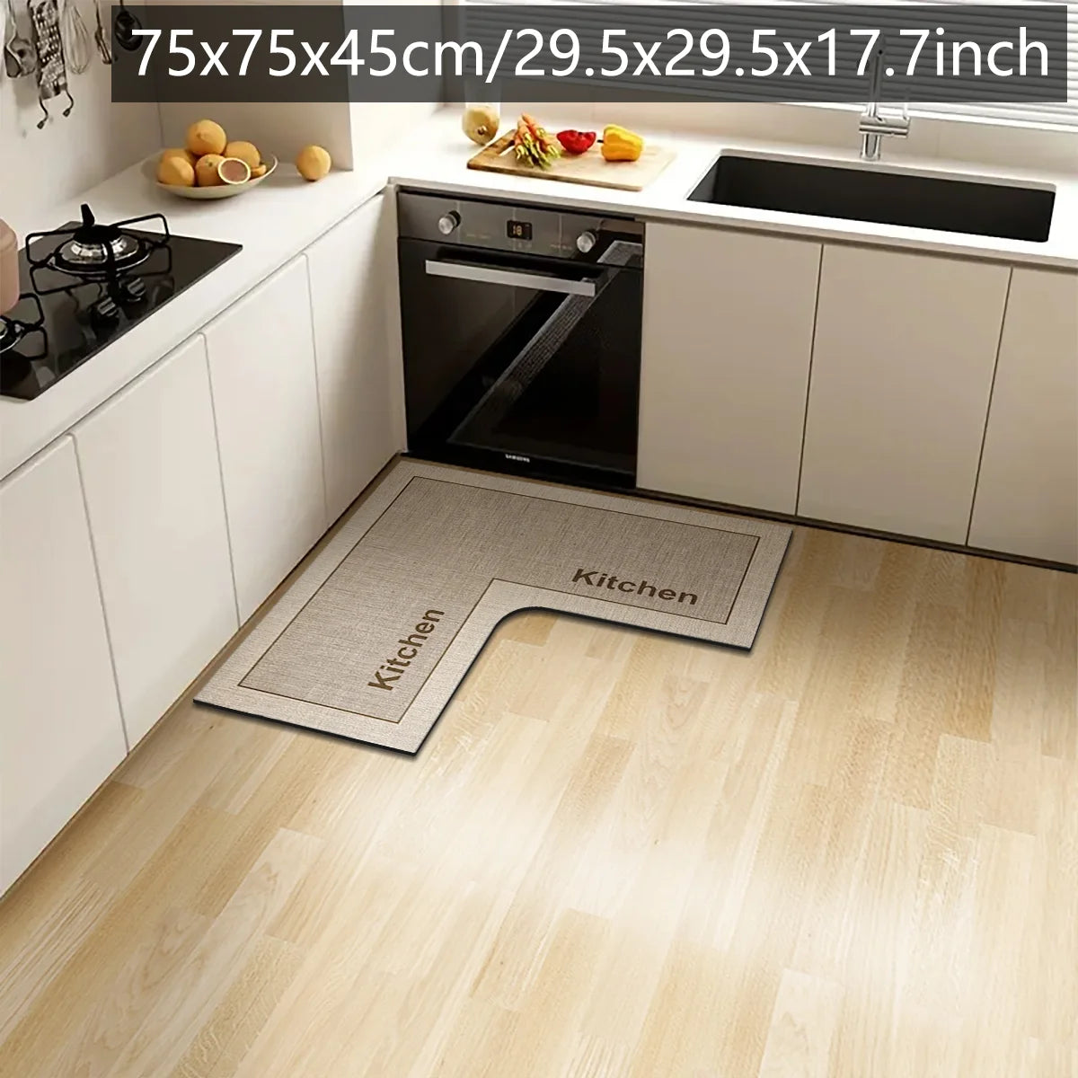 tapis cuisine antidérapant noir imprimé pieds moderne adhésif taille 45cm 75cm 120cm absorbant salon