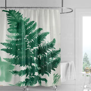 rideau douche motif fougère effet aquarelle vert foncé naturel botanique tringle rideau opacité inclusion