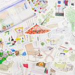 autocollants kawaii mignons motifs floraux géométriques texturés couleurs vives blanc orange rouge vert