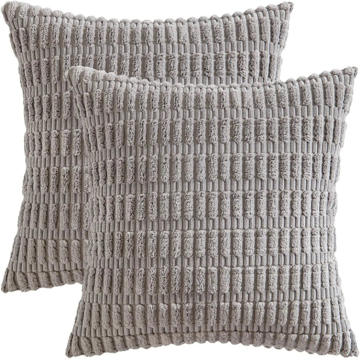 taies d'oreiller carrées polyester gris texture bohême moderne 40x40cm 50x50cm coussin intérieur fermeture glissière