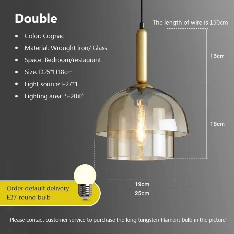 lampe suspendue moderne élégante dorée transparente câble noir ampoule e27 chambre salon