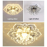 lampe moderne transparente cristal fleur dorée élégante LED autoinstallation chambre salon