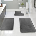 tapis bain gris uni doux moderne adhésif ensemble trois pièces chambre salle bain
