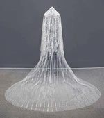 voile mariée blanc broderie strass bord coupé classique élégant dentelle paillettes translucide longueur personnalisable