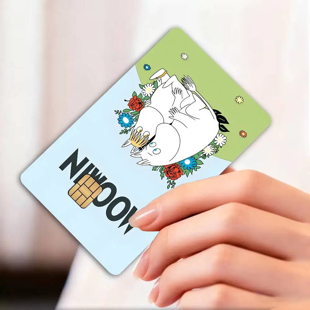 autocollants dessin animé moomins riviera carte bancaire réutilisable waterproof orange illustration classique