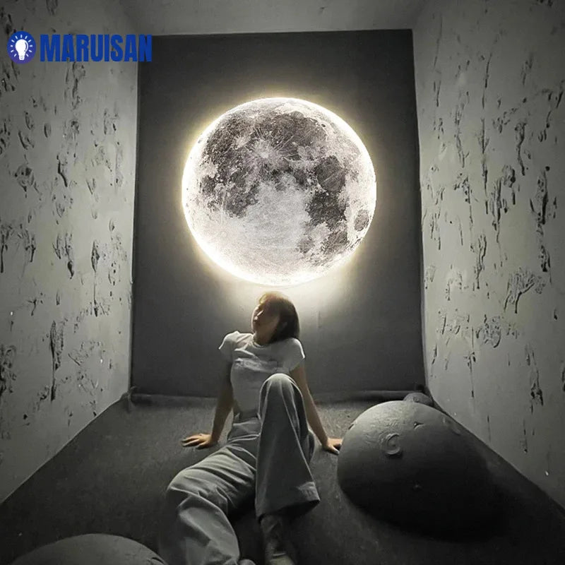 lumière murale lune moderne gris blanc relief adhésive led quotidienne chambre salon entrée