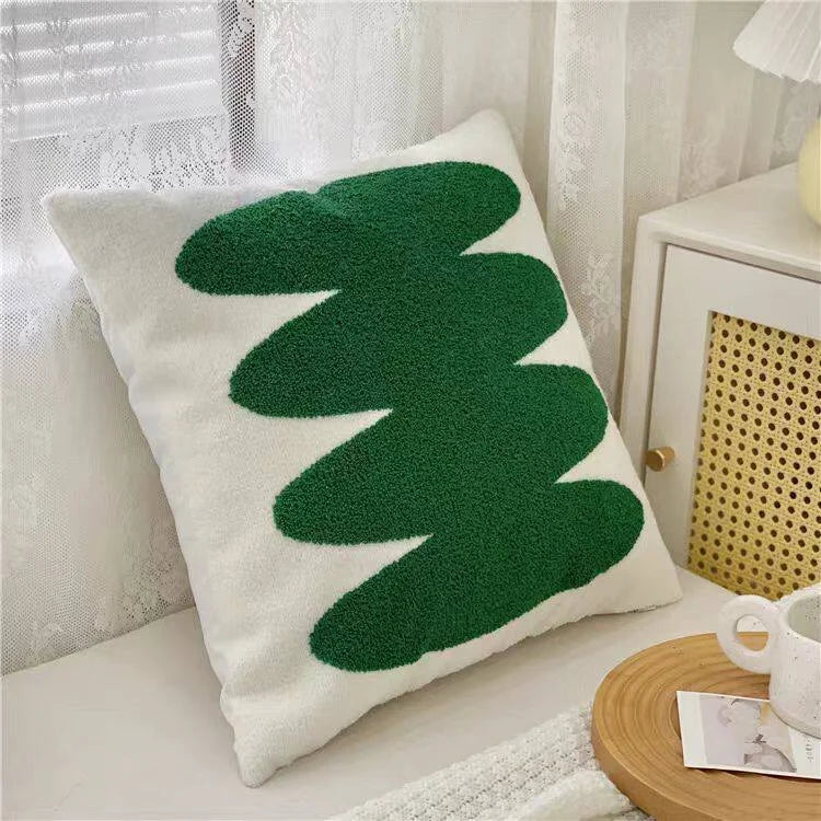 housse coussin décorative polyester coton blanc noir motif carreaux contemporain respectueux environnement maison hospitalière
