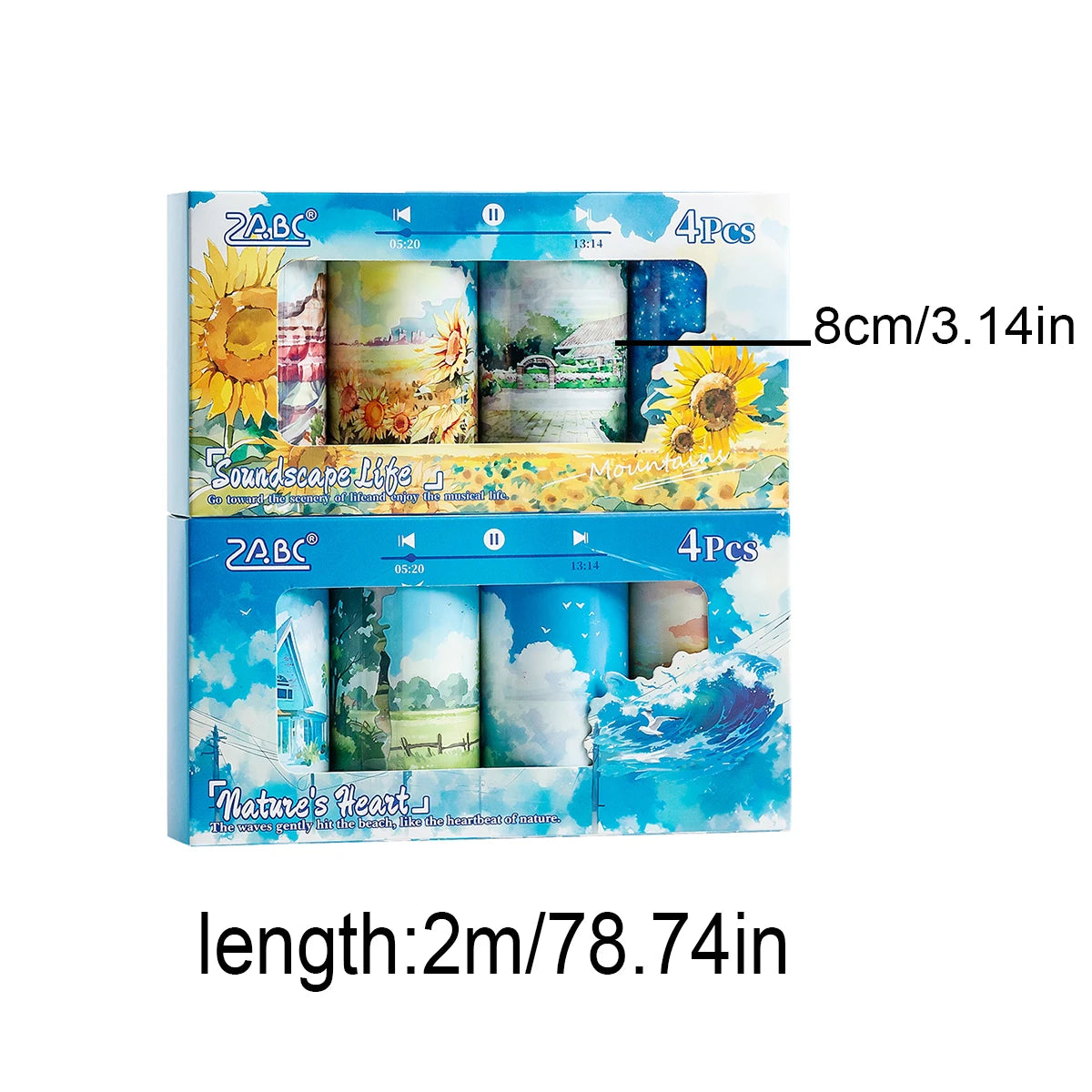 ruban decoratif paysage fleur tournesol artistique adhesif scrapbooking decoration loisirs creatifs motifs imprimés
