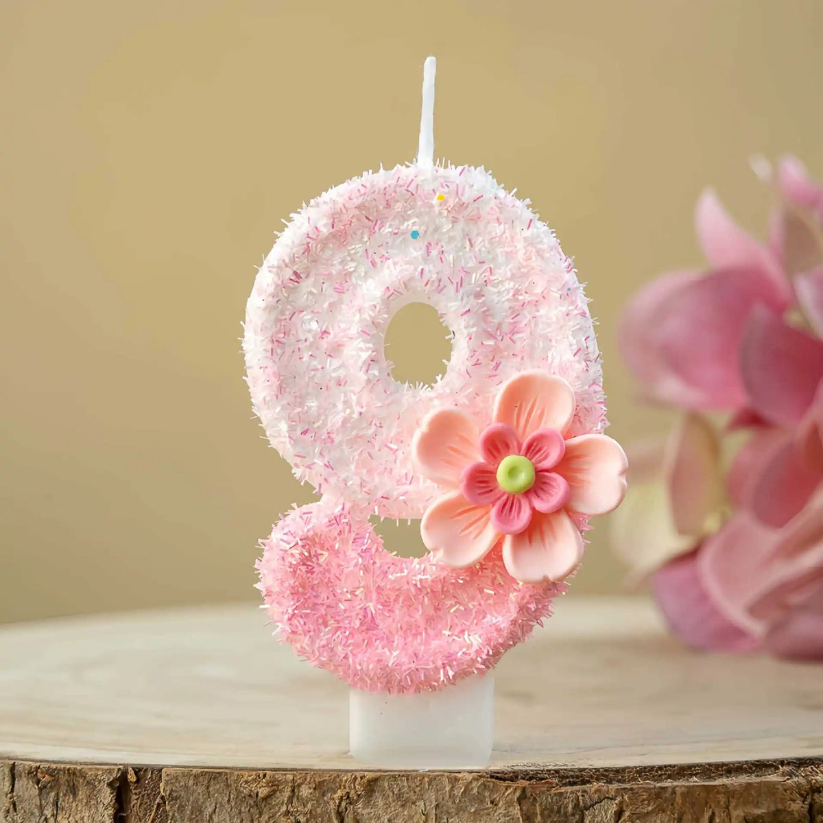 bougies numériques chiffres peluche rose blanches décoratives enfants anniversaire fleur plastique