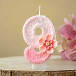 bougies numériques chiffres peluche rose blanches décoratives enfants anniversaire fleur plastique