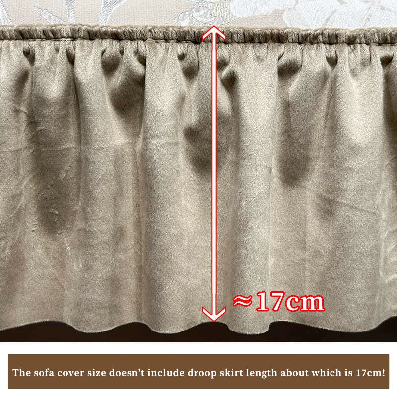 La longueur du cache-sommier est d'environ 17 cm, qui n'est pas incluse dans les dimensions du canapé.