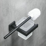 brosse wc acier inoxydable noir moderne porte brosse mural salle bain bac detergent fixation