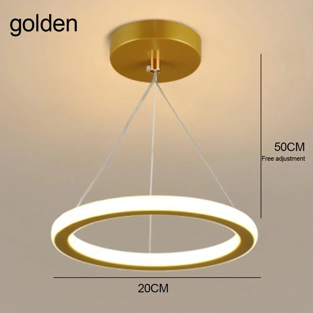 lampe suspendue moderne couleurs noir blanc doré anneau concentrique opacité(touches) led aluminium