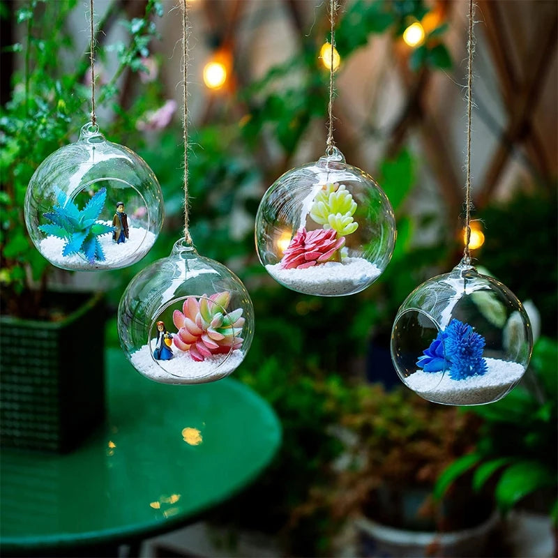 boule verre transparent moderne plante succulente gravier cordelette décoration intérieure minimaliste vase table
