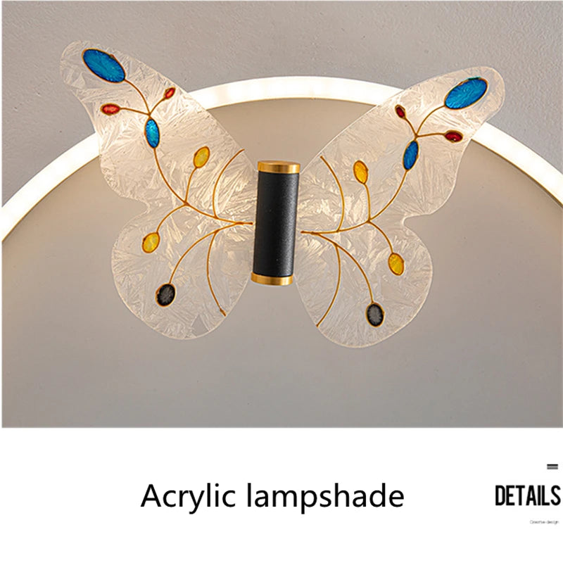 lampe moderne papillon décoratif blanc doré couleur variée interrupteur bouton led
