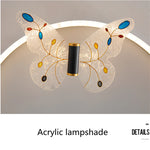 lampe moderne papillon décoratif blanc doré couleur variée interrupteur bouton led