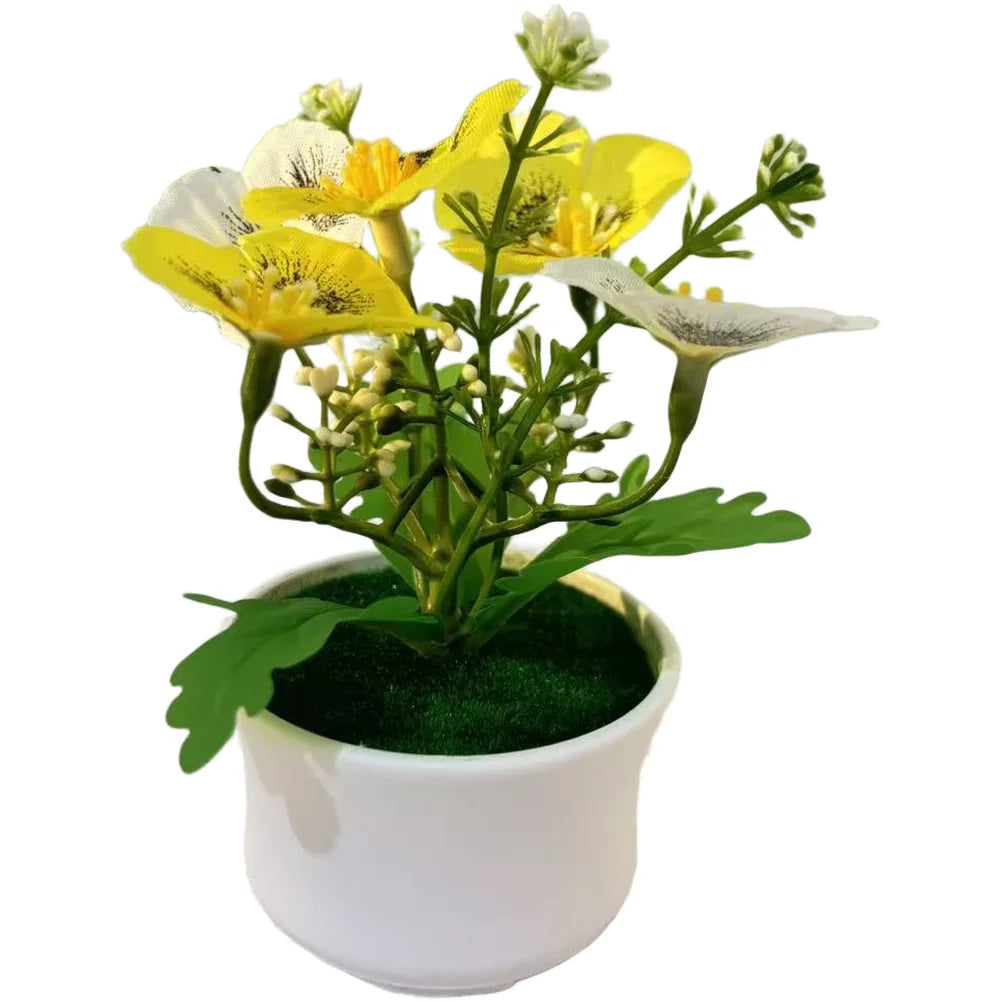 plantes artificielles fleurs feuilles moderne blanc rose violet jaune bleu pot décoration intérieureextérieur