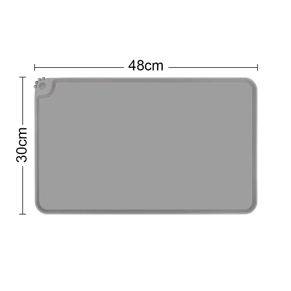 distributeur alimentation chats trois bols inox tapis antidérapant moderne minimaliste