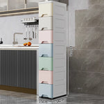 rangements mural blanc gris moderne minimaliste meuble tiroirs poignées roulettes