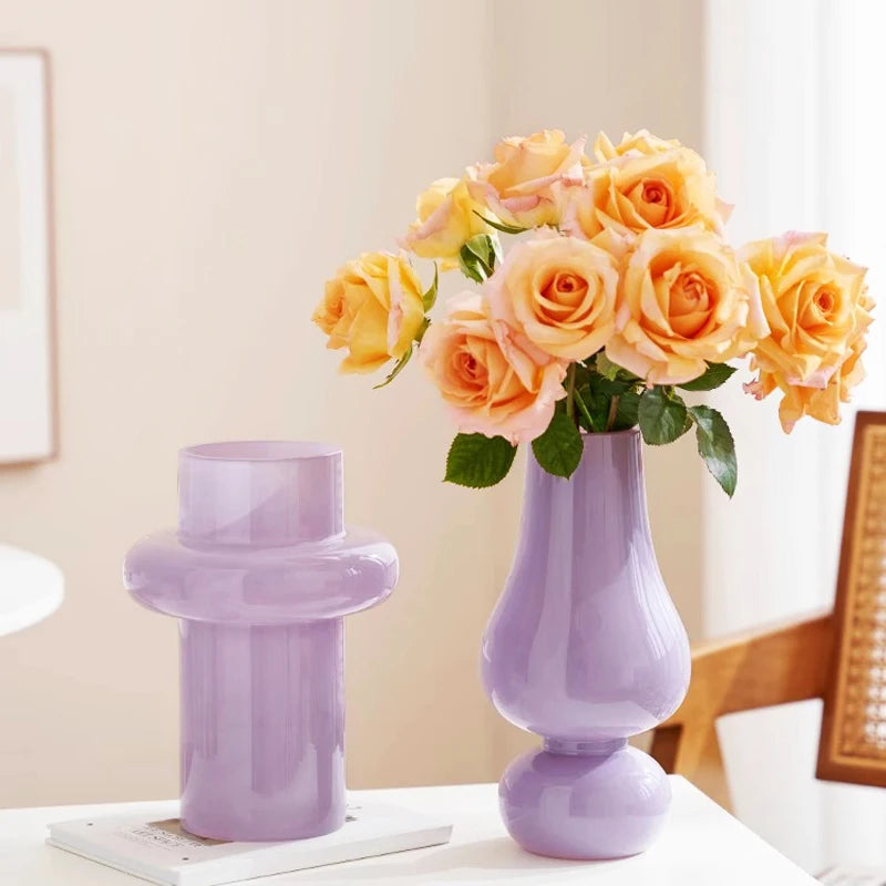 vase verre violet pastel moderne organique salle manger salon tablecoration floral