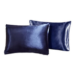 housses coussin satinées bleu marine pièces moderne literie opaques fixations