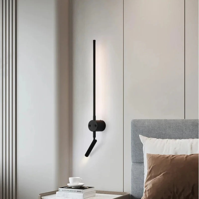 lampe murale moderne minimaliste fixée mur alimentée courant alternatif lumière jaune noir chambre coucher