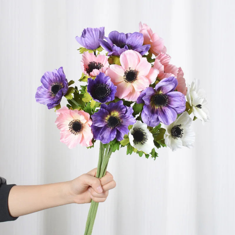 décoration intérieure bouquet fleurs artificielles anémones coquelicots mariage anniversaire baby shower