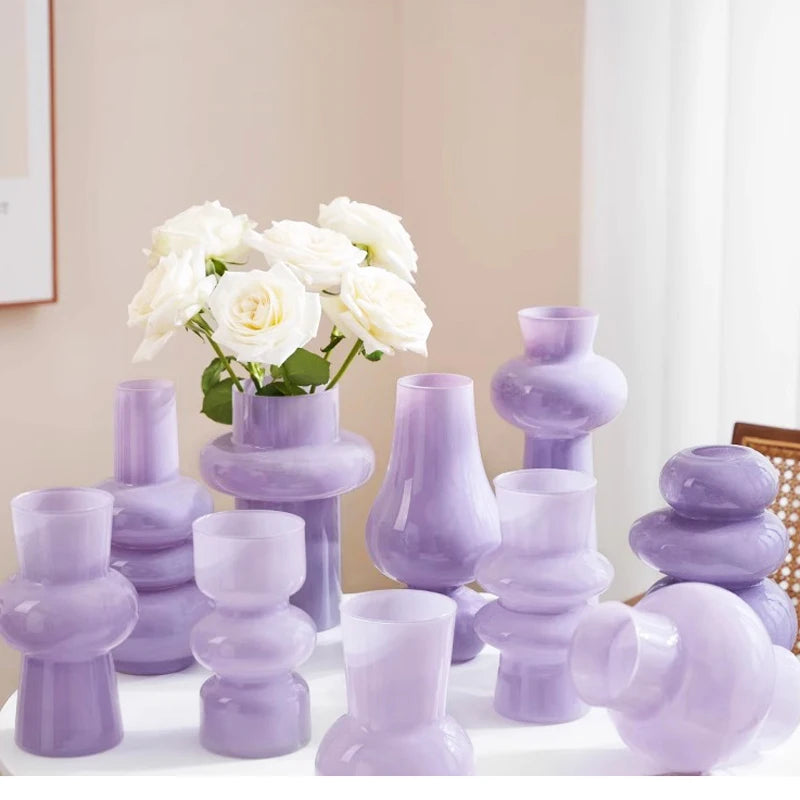 vase verre violet pastel moderne organique salle manger salon tablecoration floral