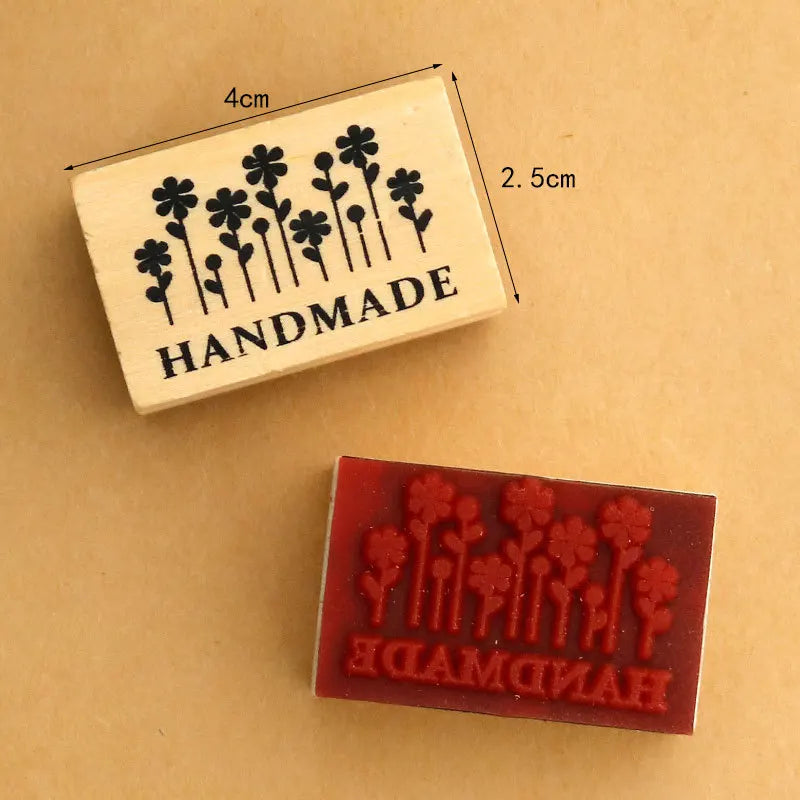 tampons bois hand made floral joyeux anniversaire merci décoration mariage scrapbookingOpaque artisanal simple