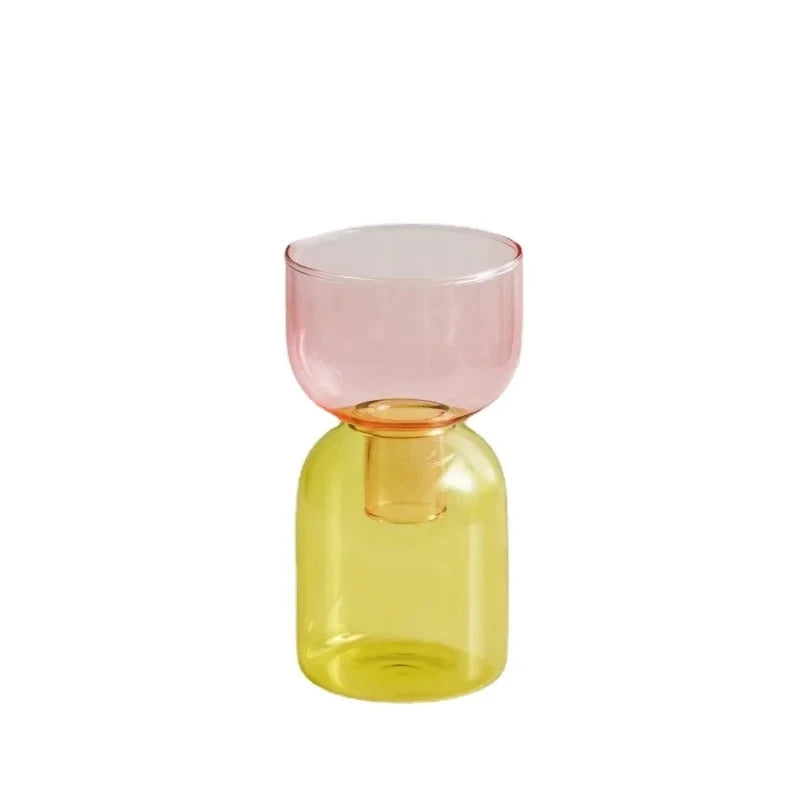 bougeoir vase transparent moderne vert marron bleu violet jaune rose