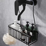 organisateur salle bain suspendu panier métallique noir argenté moderne minimaliste douche rangement echangereusable